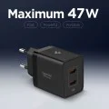 Зарядно за стена Spigen Essential (EE472EU) - 2x Type-C, 47W - Черно