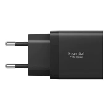 Зарядно за стена Spigen Essential (EE472EU) - 2x Type-C, 47W - Черно