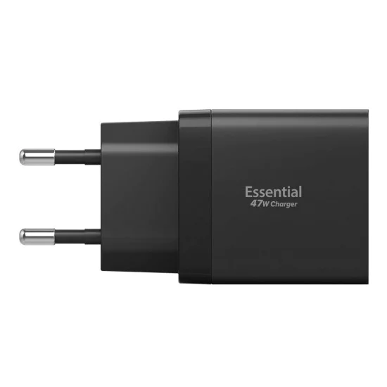 Зарядно за стена Spigen Essential (EE472EU) - 2x Type-C, 47W - Черно