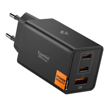Зарядно за стена Spigen Essential (EE673EU) - USB + 2x Type-C, 67W - Черно