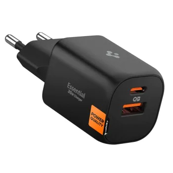 Зарядно за стена Spigen Essential (EE352EU) - USB + Type-C, 35W - Черно
