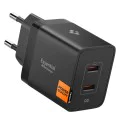 Зарядно за стена Spigen Essential (EE472EU) - 2x Type-C, 47W - Черно