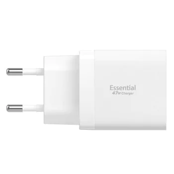 Зарядно за стена Spigen Essential (EE472EU) - 2x Type-C, 47W - Бяло