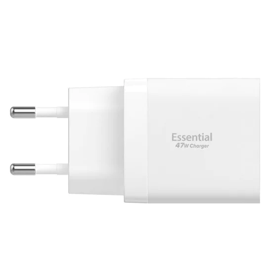 Зарядно за стена Spigen Essential (EE472EU) - 2x Type-C, 47W - Бяло