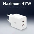 Зарядно за стена Spigen Essential (EE472EU) - 2x Type-C, 47W - Бяло