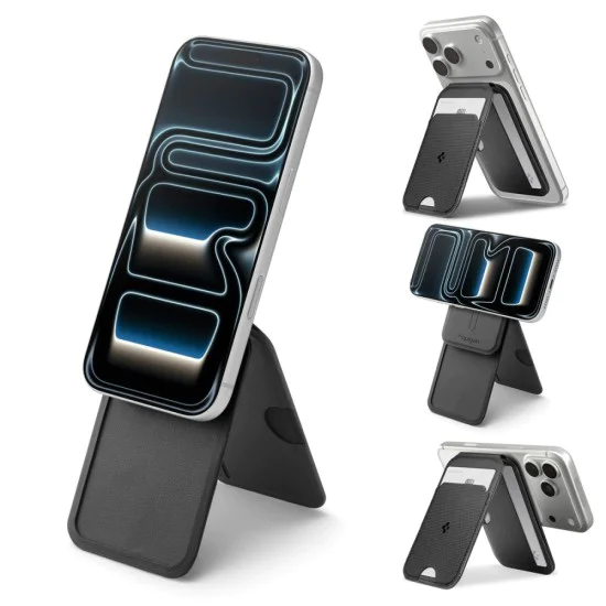 Магнитен портфейл и стойка тип статив Spigen Slim Fold Tripod (S314-2) - MagSafe - Черен