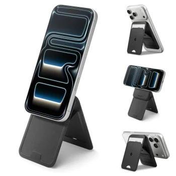 Магнитен портфейл и стойка тип статив Spigen Slim Fold Tripod (S314-3) - MagSafe - Черен
