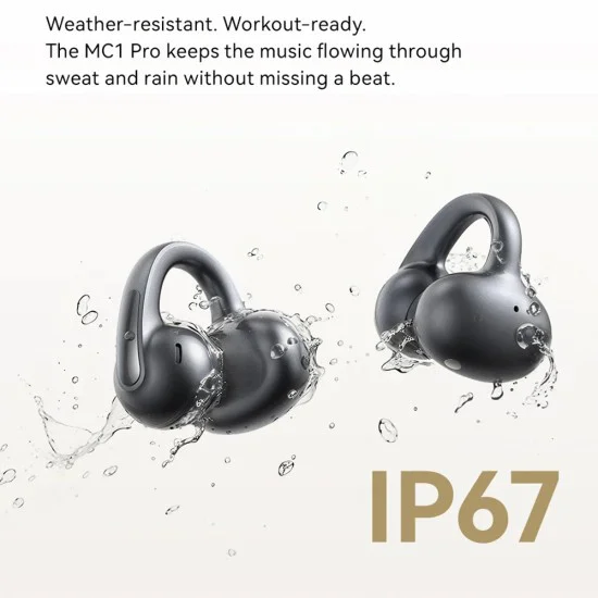 Безжични слушалки Bowie MC1 Pro (A0102503) - Baseus - Bluetooth 6.0, Hi-Res, тип щипка (Open Ear) - Космическо черно