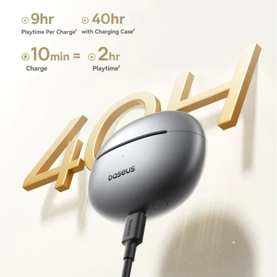 Безжични слушалки Bowie MC1 Pro (A0102503) - Baseus - Bluetooth 6.0, Hi-Res, тип щипка (Open Ear) - Космическо черно
