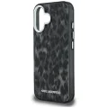 Калъф за iPhone 16 - Karl Lagerfeld IML Leopard Pattern MagSafe - Черен