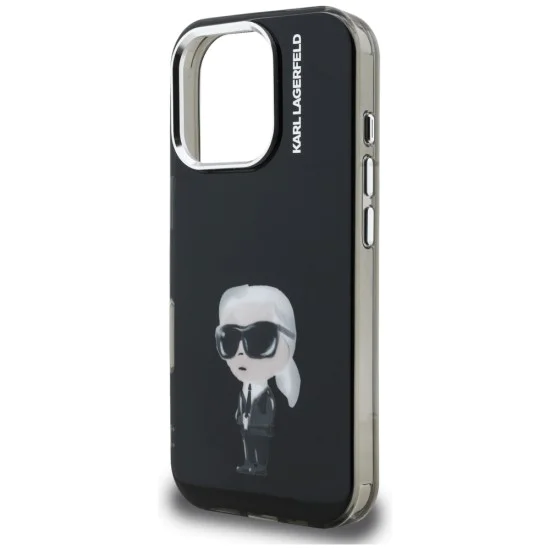 Калъф за iPhone 16 Pro Max - Karl Lagerfeld IML Aquarelle Karl & Logo MagSafe - Черен
