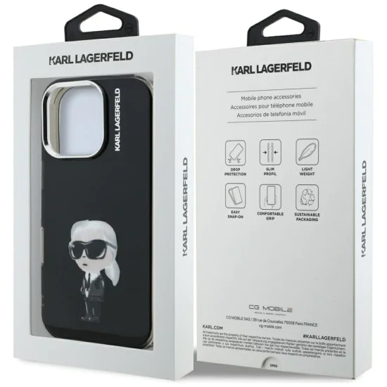 Калъф за iPhone 16 Pro - Karl Lagerfeld IML Aquarelle Karl & Logo MagSafe - Черен