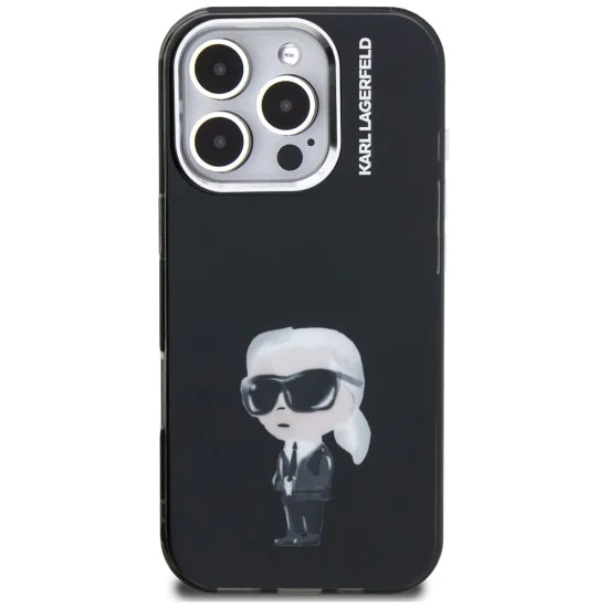 Калъф за iPhone 16 Pro - Karl Lagerfeld IML Aquarelle Karl & Logo MagSafe - Черен