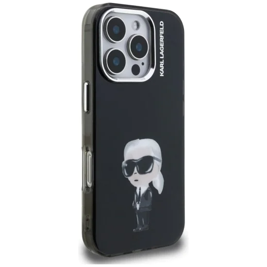 Калъф за iPhone 16 Pro - Karl Lagerfeld IML Aquarelle Karl & Logo MagSafe - Черен