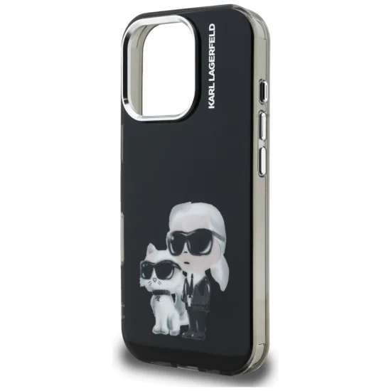 Калъф за iPhone 16 Pro Max - Karl Lagerfeld IML Aquarelle Karl & Choupette - Черен