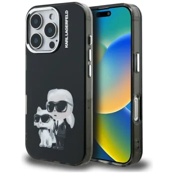 Калъф за iPhone 16 Pro Max - Karl Lagerfeld IML Aquarelle Karl & Choupette - Черен