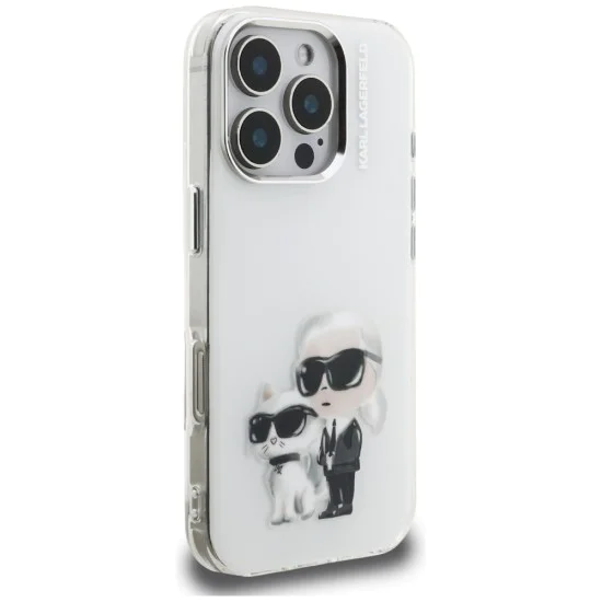 Калъф за iPhone 16 Pro - Karl Lagerfeld IML Aquarelle Karl & Choupette - Бял