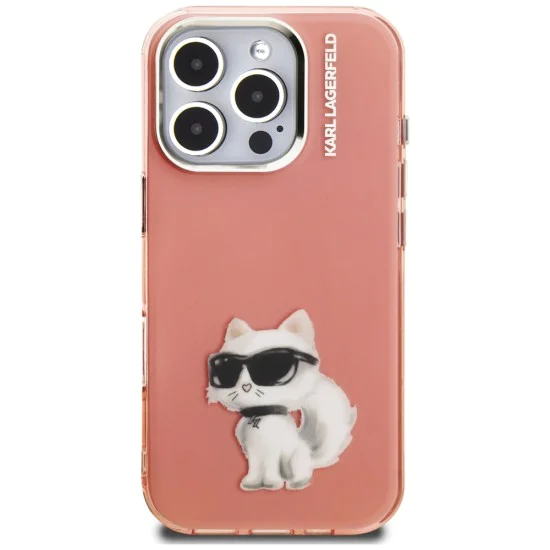 Калъф за iPhone 16 Pro - Karl Lagerfeld IML Aquarelle Choupette Logo - Розов