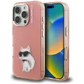 Калъф за iPhone 16 Pro - Karl Lagerfeld IML Aquarelle Choupette Logo - Розов