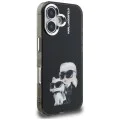 Калъф за iPhone 16 - Karl Lagerfeld IML Aquarelle Karl & Choupette - Черен