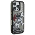 Калъф за iPhone 16 Pro Max - Karl Lagerfeld Liquid Glitter Choupette Logo MagSafe - Черен