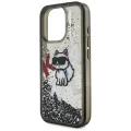 Калъф за iPhone 16 Pro Max - Karl Lagerfeld Liquid Glitter Choupette Logo MagSafe - Черен