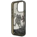 Калъф за iPhone 16 Pro - Karl Lagerfeld Liquid Glitter Choupette Logo MagSafe - Черен