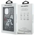 Калъф за iPhone 16 - Karl Lagerfeld Liquid Glitter Choupette Logo MagSafe - Черен