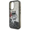 Калъф за iPhone 16 - Karl Lagerfeld Liquid Glitter Choupette Logo MagSafe - Черен