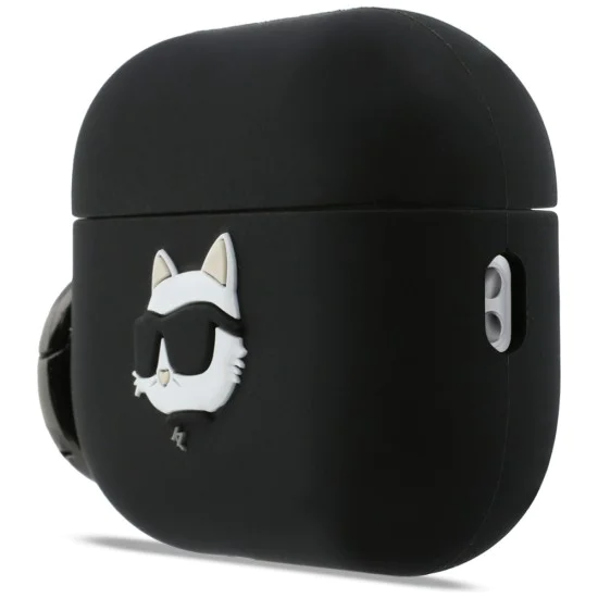 Силиконов калъф за Apple AirPods Pro 3 - Karl Lagerfeld Silicone Choupette Head 3D - Черен