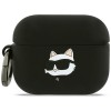 Силиконов калъф за Apple AirPods Pro 3 - Karl Lagerfeld Silicone Choupette Head 3D - Черен