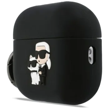 Силиконов калъф за Apple AirPods Pro 3 - Karl Lagerfeld Silicone Karl&Choupette Head 3D - Черен