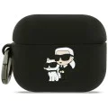 Силиконов калъф за Apple AirPods Pro 3 - Karl Lagerfeld Silicone Karl&Choupette Head 3D - Черен