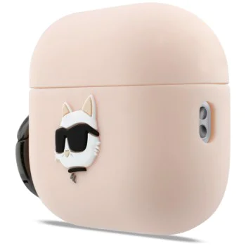 Силиконов калъф за Apple AirPods Pro 3 - Karl Lagerfeld Silicone Chaupette Head 3D - Розов