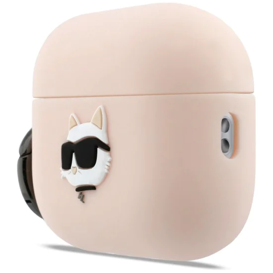 Силиконов калъф за Apple AirPods Pro 3 - Karl Lagerfeld Silicone Chaupette Head 3D - Розов