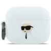 Силиконов калъф за Apple AirPods Pro 3 - Karl Lagerfeld Silicone Karl Head 3D - Бял