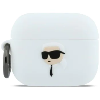 Силиконов калъф за Apple AirPods Pro 3 - Karl Lagerfeld Silicone Karl Head 3D - Бял