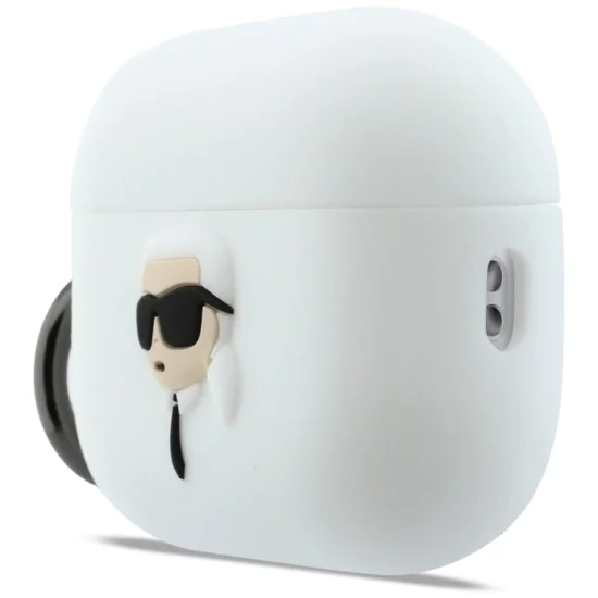 Силиконов калъф за Apple AirPods Pro 3 - Karl Lagerfeld Silicone Karl Head 3D - Бял