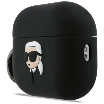 Силиконов калъф за Apple AirPods Pro 3 - Karl Lagerfeld Silicone Karl Head 3D - Черен