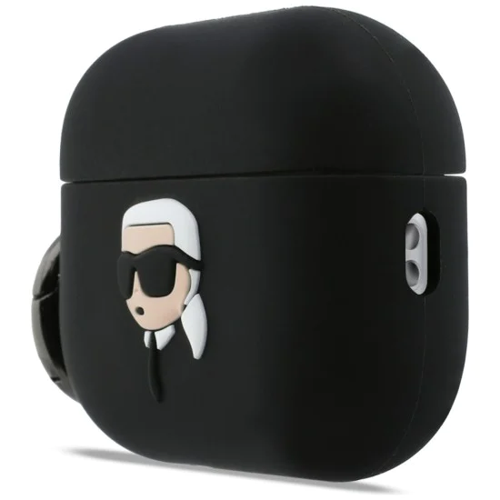 Силиконов калъф за Apple AirPods Pro 3 - Karl Lagerfeld Silicone Karl Head 3D - Черен