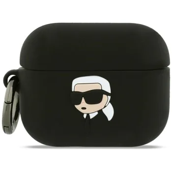 Силиконов калъф за Apple AirPods Pro 3 - Karl Lagerfeld Silicone Karl Head 3D - Черен