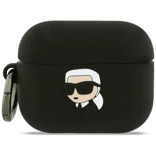Силиконов калъф за Apple AirPods Pro 3 - Karl Lagerfeld Silicone Karl Head 3D - Черен