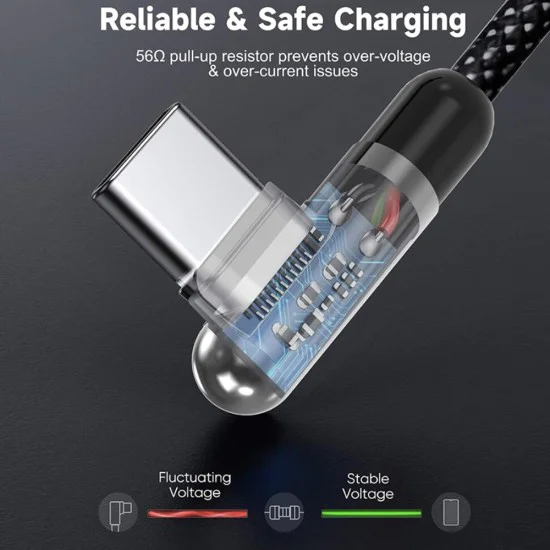 Кабел за данни Lito Type-C към Lightning - бързо зареждане 30W, текстилен, 1m - Черен