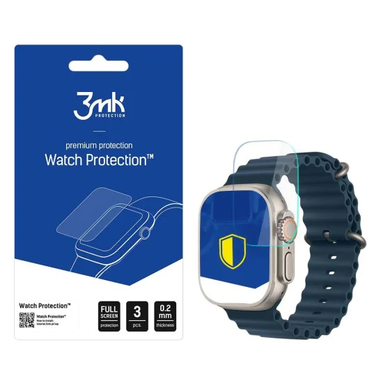 Хибридно стъкло за Apple Watch Ultra / Ultra 2 / 3 - 3mk FlexibleGlass (3 броя) - Прозрачно