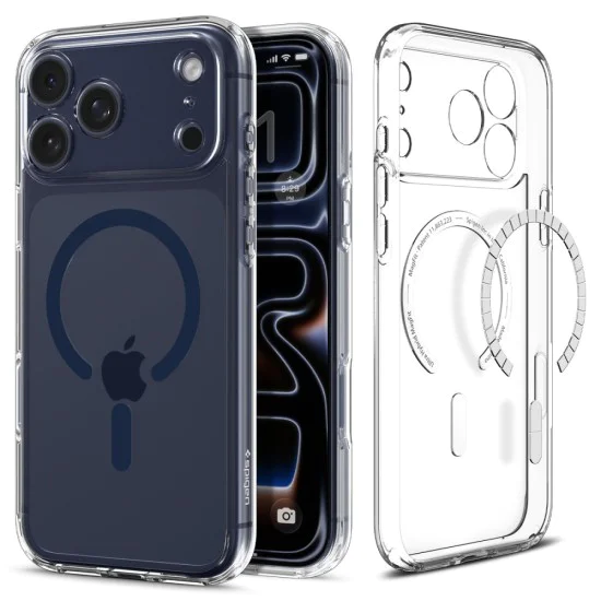 Калъф за iPhone 17 Pro Max - Spigen Ultra Hybrid MagSafe - Прозрачен / Тъмносин
