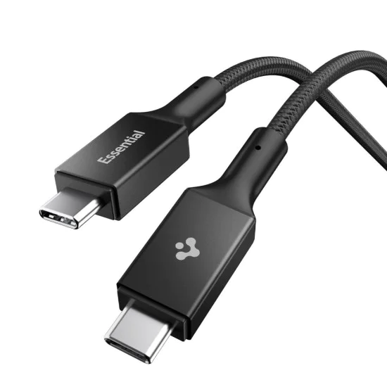Кабел за данни Spigen Essential (EB10010CC) - Type-C към Type-C, 100W, 1м - Черен