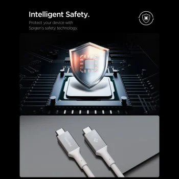 Кабел за данни Spigen Essential (EB10020CC) - Type-C към Type-C, 100W, 2м - Бял