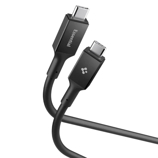 Кабел за данни Spigen Essential (EB10020CC) - Type-C към Type-C, 100W, 2м - Черен