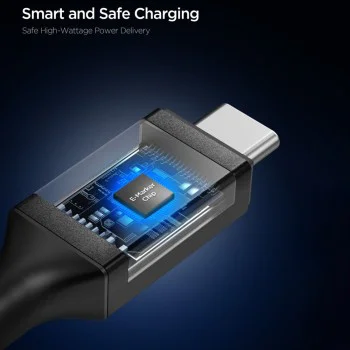 Кабел за данни Spigen Essential (EB10020CC) - Type-C към Type-C, 100W, 2м - Черен