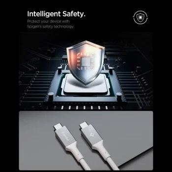 Кабел за данни Spigen Essential (EB24012CC) - Type-C към Type-C, 240W, 8K, 1.2м - Бял